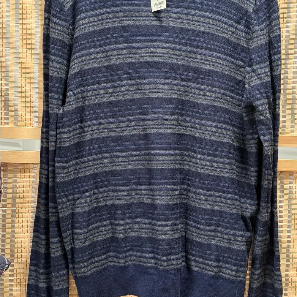 Marc Anthony Blue Crewneck Sweater with Subtle Textured Stripes
